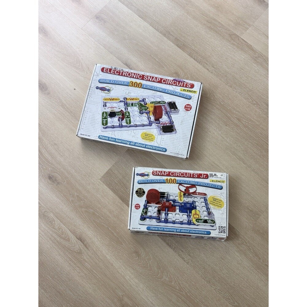 Lot (2 Kits) Elenco Electronics Snap Circuits SC-300 + SC-100 Experiment Kits